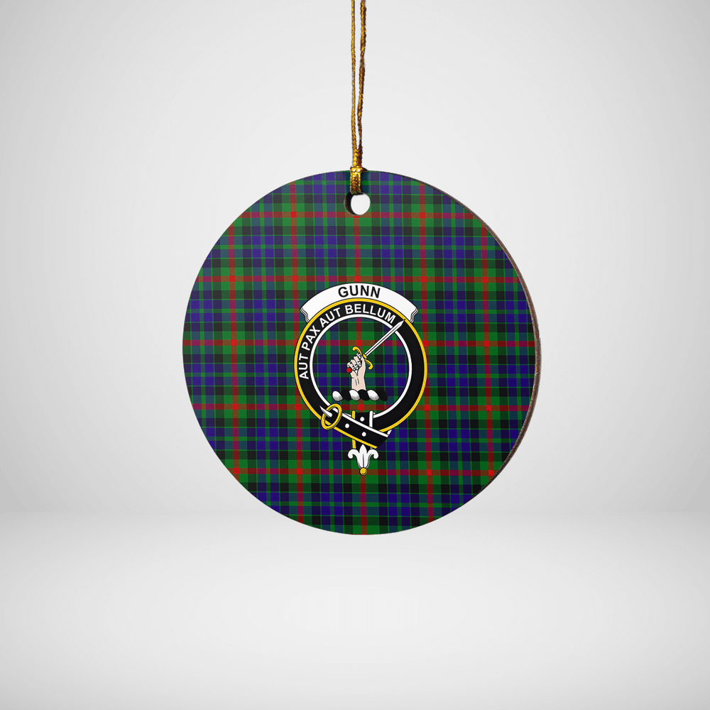 Clan Gunn Tartan Crest Round Ceramic Ornament FO21 Gunn Tartan Tartan Christmas   