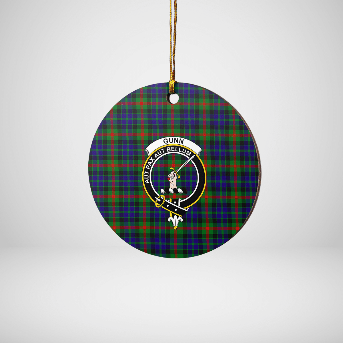 Clan Gunn Tartan Crest Round Ceramic Ornament FO21 Gunn Tartan Tartan Christmas   