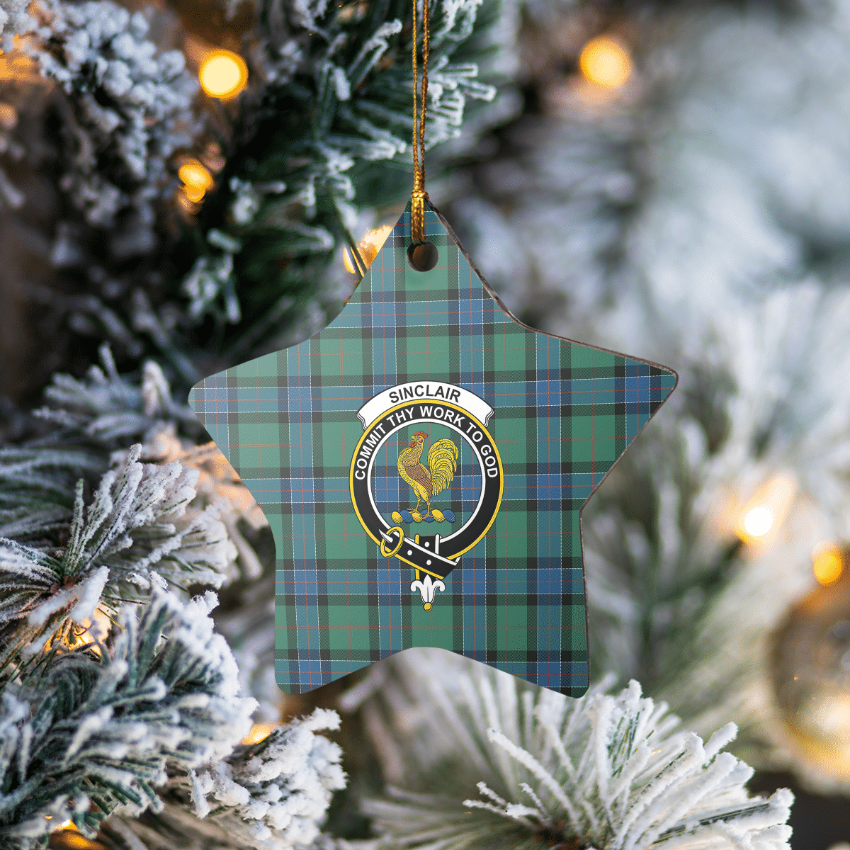Clan Sinclair Hunting Ancient Tartan Crest Star Ceramic Ornament ET15 Sinclair Hunting Ancient Tartan Tartan Christmas   