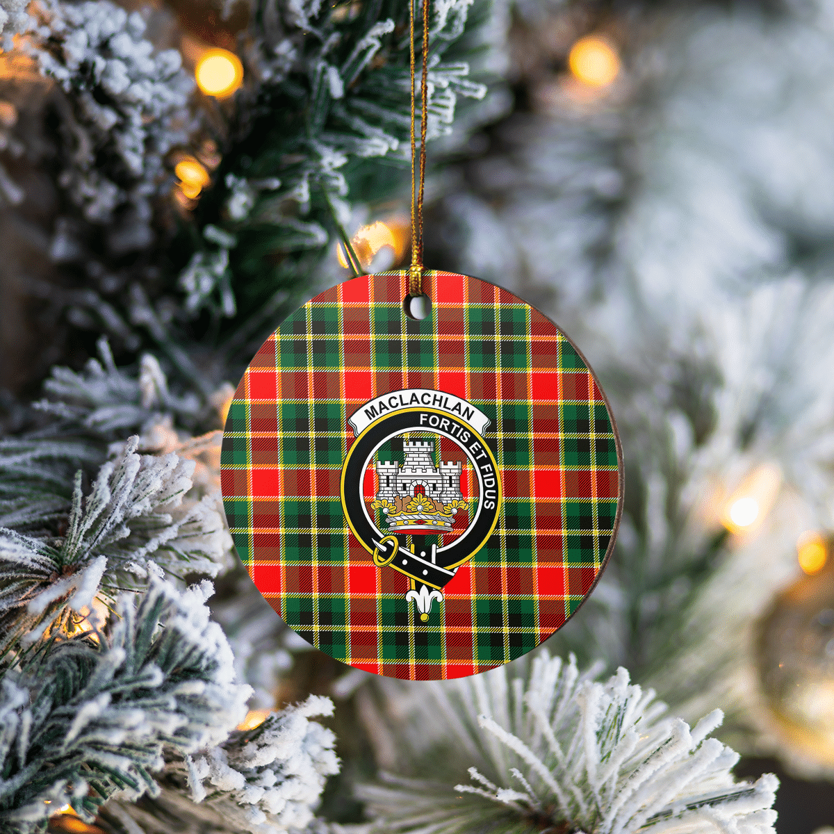 Clan MacLachlan Hunting Modern Tartan Crest Round Ceramic Ornament MU49 MacLachlan Hunting Modern Tartan Tartan Christmas   
