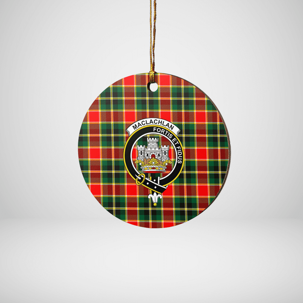 Clan MacLachlan Hunting Modern Tartan Crest Round Ceramic Ornament MU49 MacLachlan Hunting Modern Tartan Tartan Christmas   