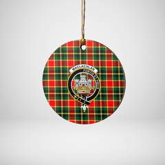 Clan MacLachlan Hunting Modern Tartan Crest Round Ceramic Ornament MU49 MacLachlan Hunting Modern Tartan Tartan Christmas   
