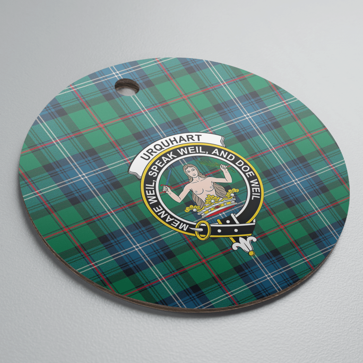 Clan Urquhart Ancient Tartan Crest Round Ceramic Ornament SN85 Urquhart Ancient Tartan Tartan Christmas   