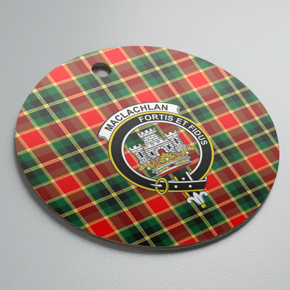 Clan MacLachlan Hunting Modern Tartan Crest Round Ceramic Ornament MU49 MacLachlan Hunting Modern Tartan Tartan Christmas   