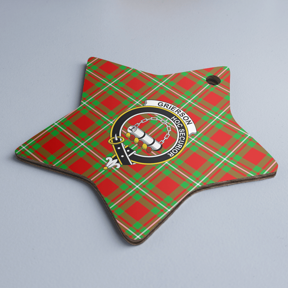 Clan Grierson Tartan Crest Star Ceramic Ornament ZC89 Grierson Tartan Tartan Christmas   