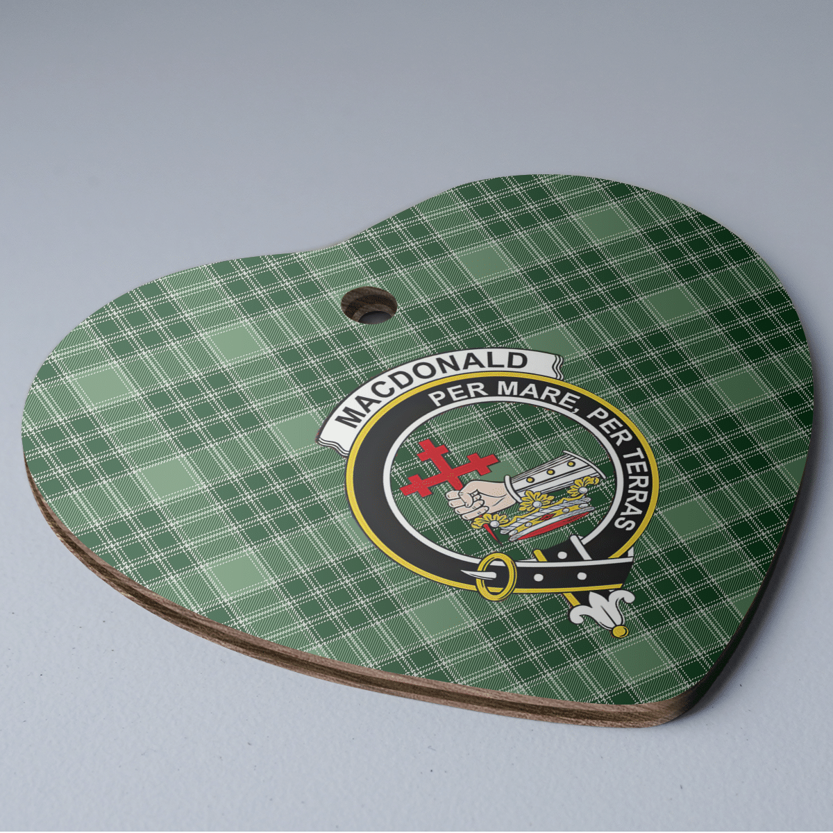 Clan MacDonald Lord of the Isles Hunting Tartan Crest Heart Ceramic Ornament DW27 MacDonald Lord of the Isles Hunting Tartan Tartan Christmas   