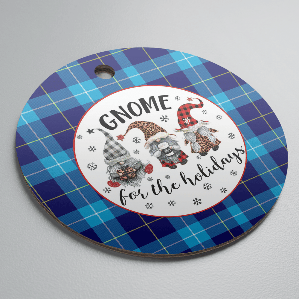 Clan McKerrell Tartan Tartan Crest Gnome Round Ceramic Ornament RH55 McKerrell Tartan Tartan Christmas   