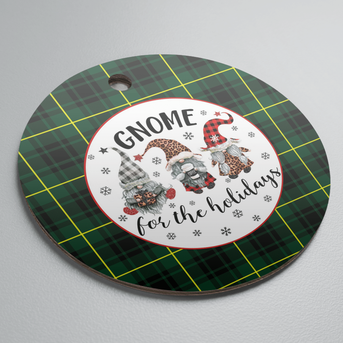 Clan MacArthur Modern Tartan Tartan Crest Gnome Round Ceramic Ornament BC88 MacArthur Modern Tartan Tartan Christmas   