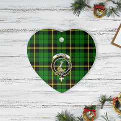 Clan Wallace Hunting Green Tartan Crest Heart Ceramic Ornament WK42 Wallace Hunting Green Tartan Tartan Christmas   