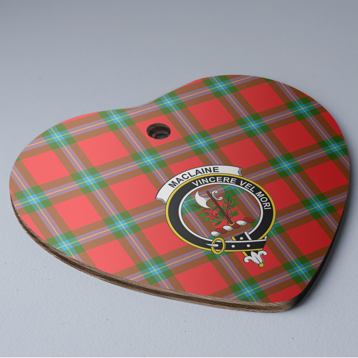 Clan MacLaine of Loch Buie Tartan Crest Heart Ceramic Ornament OP81 MacLaine of Loch Buie Tartan Tartan Christmas   