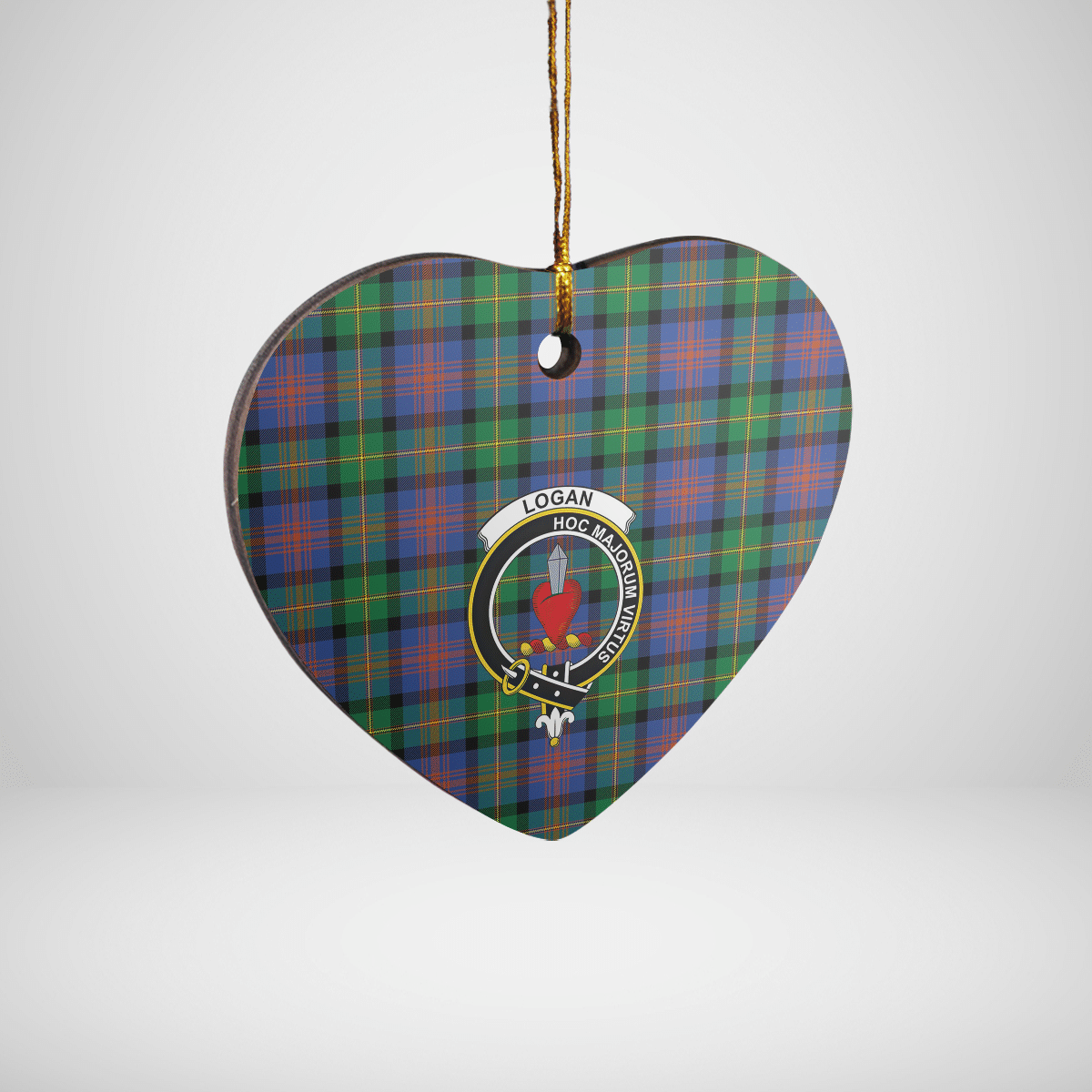 Clan Logan Ancient Tartan Crest Heart Ceramic Ornament RG86 Logan Ancient Tartan Tartan Christmas   