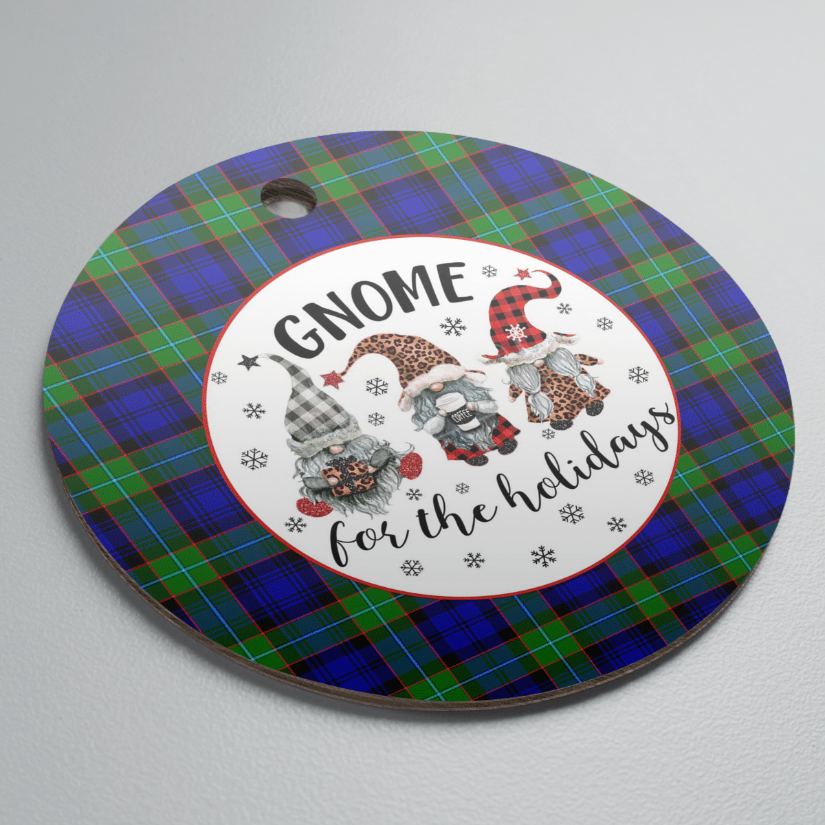 Clan Sempill Modern Tartan Tartan Crest Gnome Round Ceramic Ornament XS26 Sempill Modern Tartan Tartan Christmas   