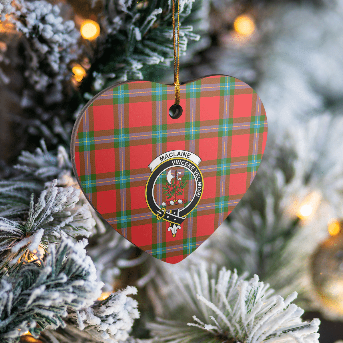 Clan MacLaine of Loch Buie Tartan Crest Heart Ceramic Ornament OP81 MacLaine of Loch Buie Tartan Tartan Christmas   