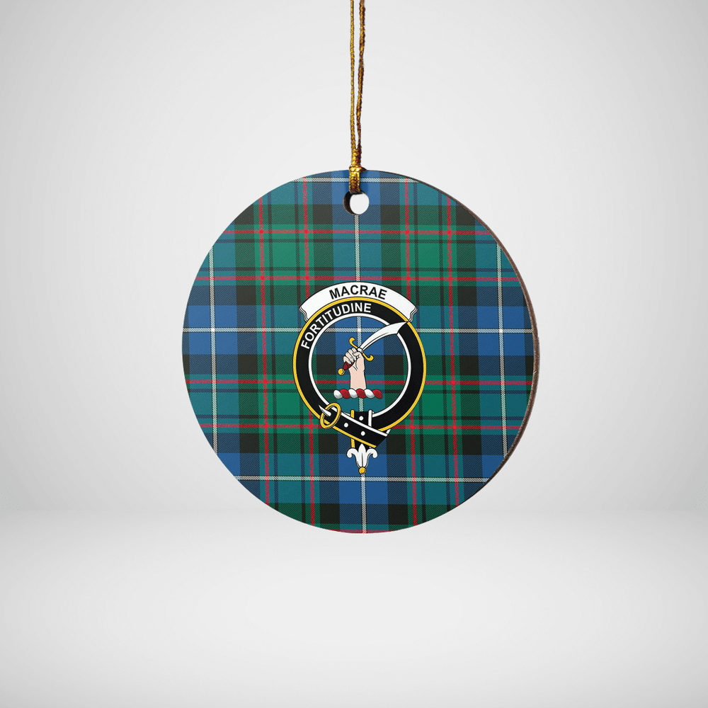 Clan MacRae Hunting Ancient Tartan Crest Round Ceramic Ornament GW98 MacRae Hunting Ancient Tartan Tartan Christmas   