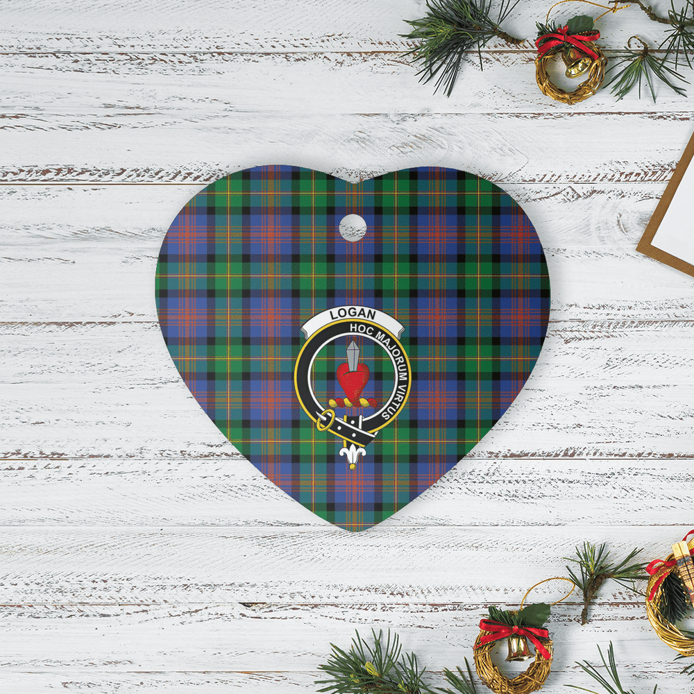 Clan Logan Ancient Tartan Crest Heart Ceramic Ornament RG86 Logan Ancient Tartan Tartan Christmas   
