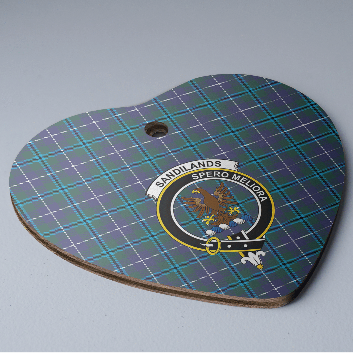 Clan Sandilands (Douglas) Tartan Crest Heart Ceramic Ornament NC84 Sandilands (Douglas) Tartan Tartan Christmas   