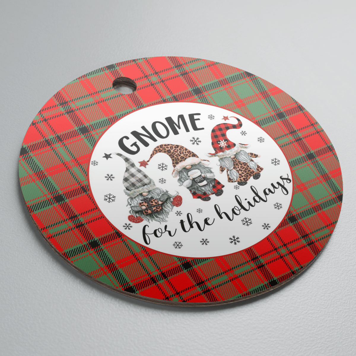 Clan Macnish Modern Tartan Tartan Crest Gnome Round Ceramic Ornament DJ22 Macnish Modern Tartan Tartan Christmas   
