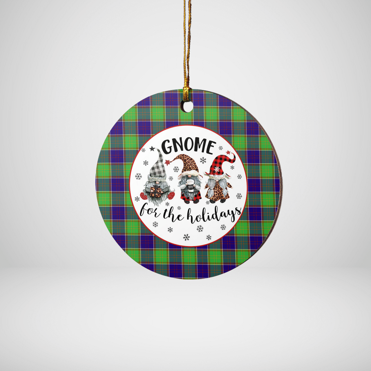 Clan Dalrymple Tartan Tartan Crest Gnome Round Ceramic Ornament CO76 Dalrymple Tartan Tartan Christmas   