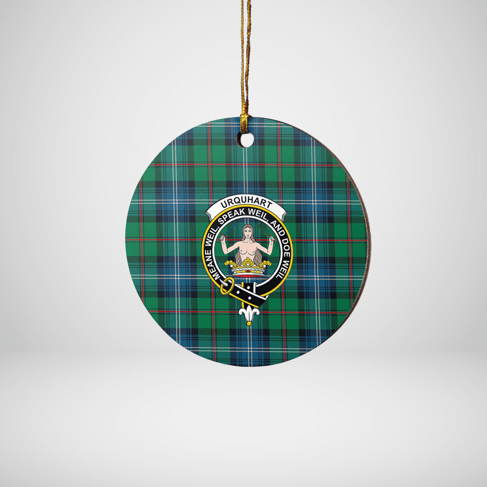 Clan Urquhart Ancient Tartan Crest Round Ceramic Ornament SN85 Urquhart Ancient Tartan Tartan Christmas   