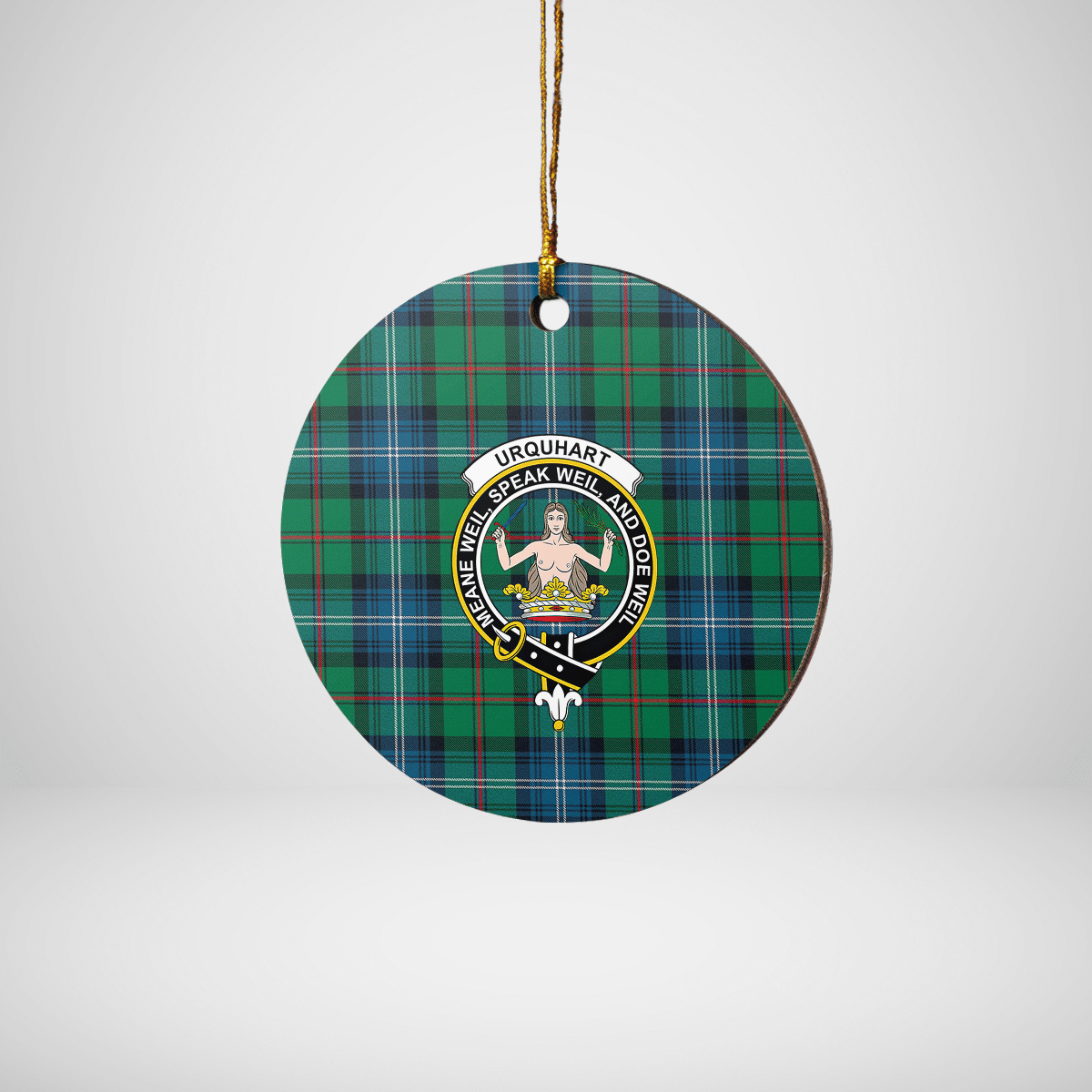 Clan Urquhart Ancient Tartan Crest Round Ceramic Ornament SN85 Urquhart Ancient Tartan Tartan Christmas   