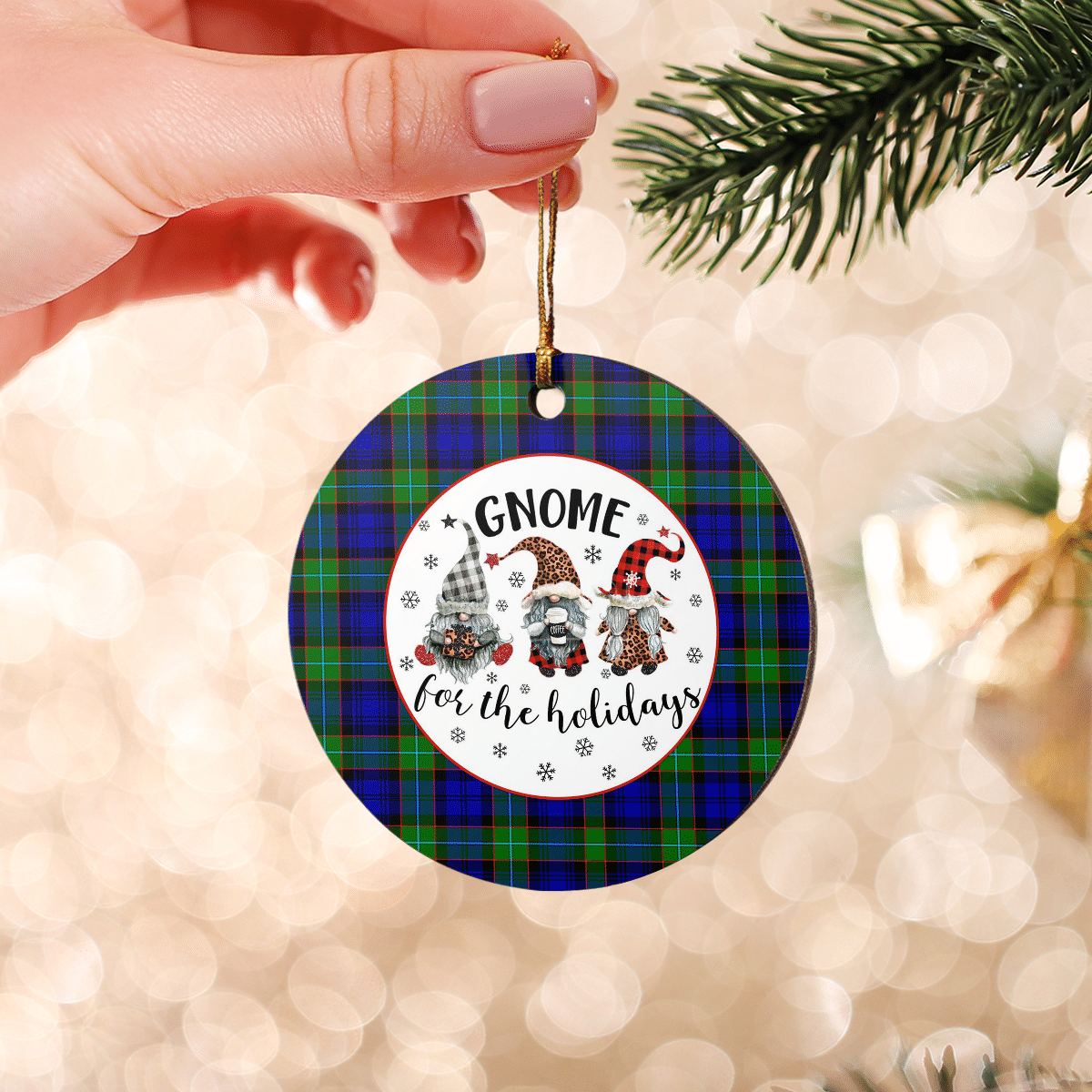 Clan Sempill Modern Tartan Tartan Crest Gnome Round Ceramic Ornament XS26 Sempill Modern Tartan Tartan Christmas   