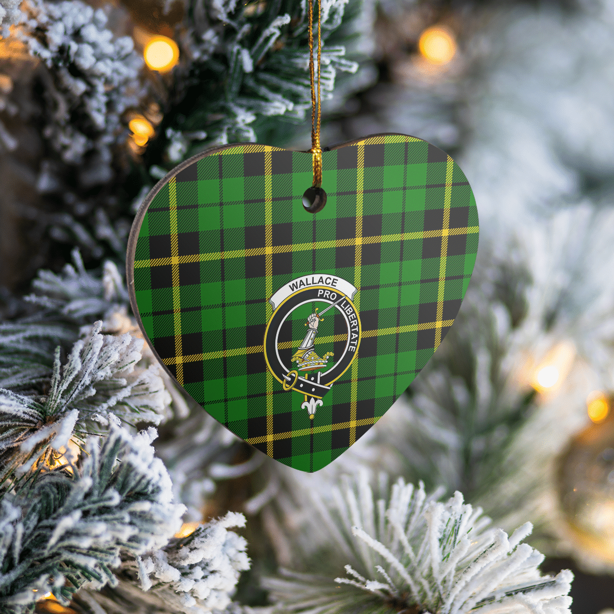 Clan Wallace Hunting Green Tartan Crest Heart Ceramic Ornament WK42 Wallace Hunting Green Tartan Tartan Christmas   