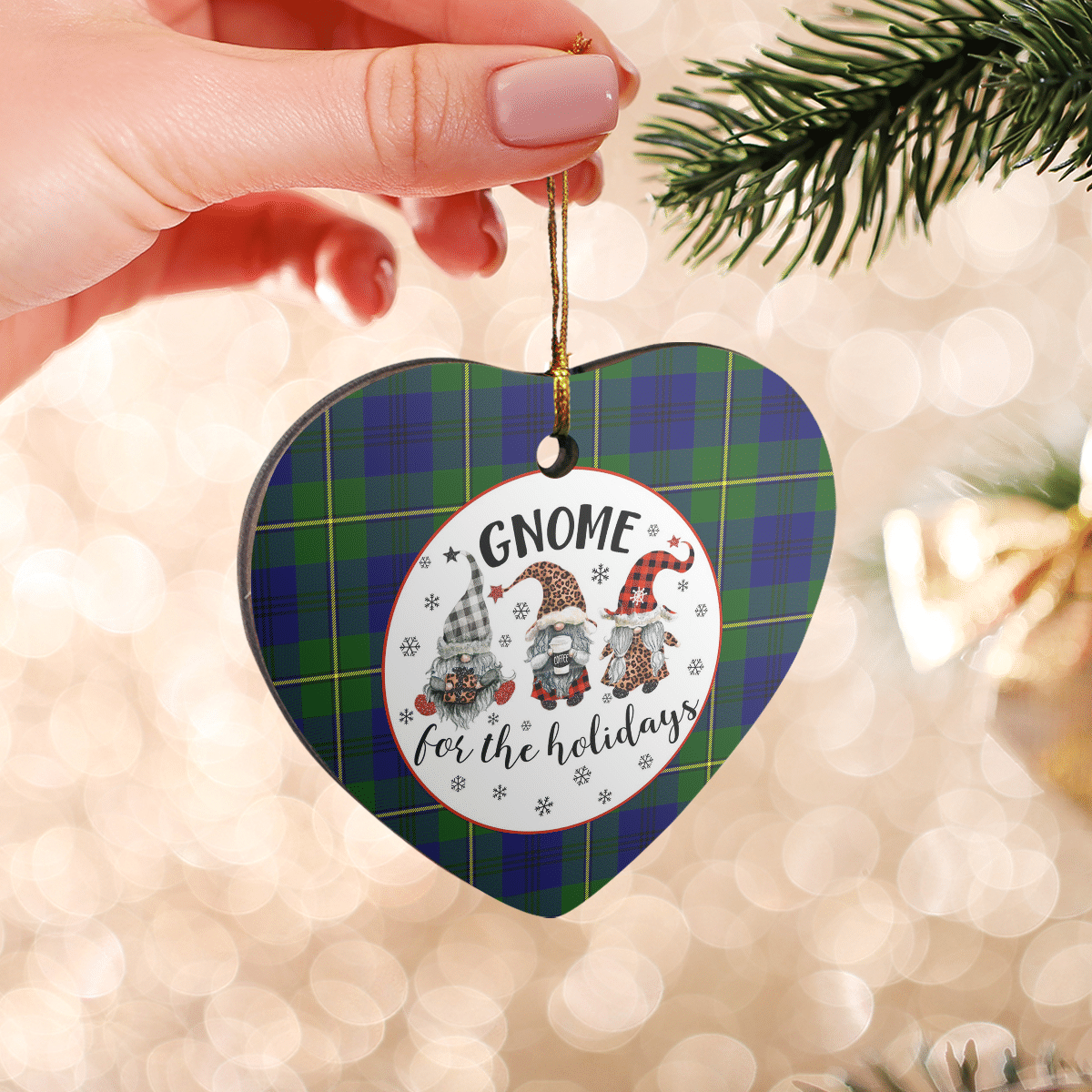 Clan Johnston Modern Tartan Tartan Crest Gnome Heart Ceramic Ornament MG15 Johnston Modern Tartan Tartan Christmas   