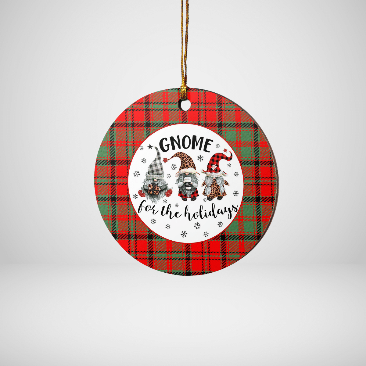 Clan Macnish Modern Tartan Tartan Crest Gnome Round Ceramic Ornament DJ22 Macnish Modern Tartan Tartan Christmas   