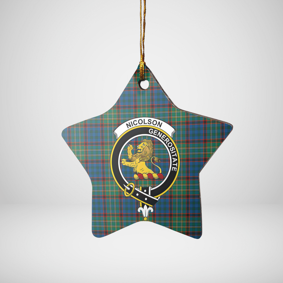 Clan Nicolson Hunting Ancient Tartan Crest Star Ceramic Ornament UU86 Nicolson Hunting Ancient Tartan Tartan Christmas   