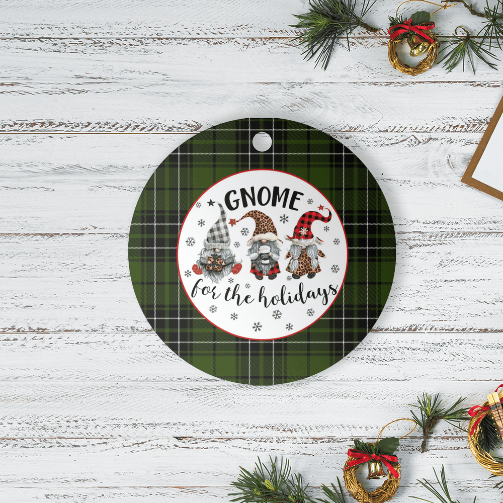 Clan MacLean Hunting Tartan Tartan Crest Gnome Round Ceramic Ornament OM35 MacLean Hunting Tartan Tartan Christmas   
