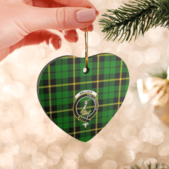 Clan Wallace Hunting Green Tartan Crest Heart Ceramic Ornament WK42 Wallace Hunting Green Tartan Tartan Christmas   