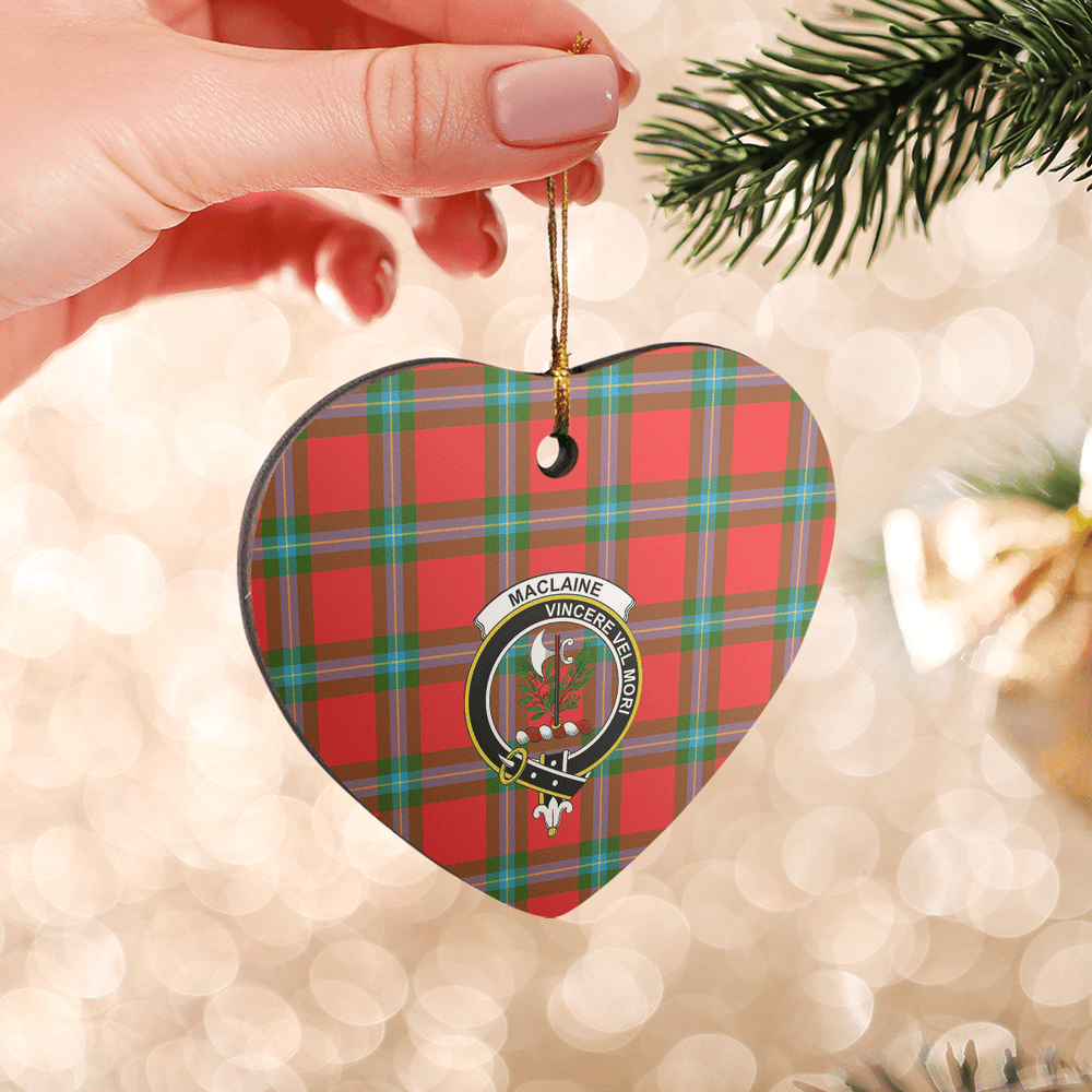 Clan MacLaine of Loch Buie Tartan Crest Heart Ceramic Ornament OP81 MacLaine of Loch Buie Tartan Tartan Christmas   