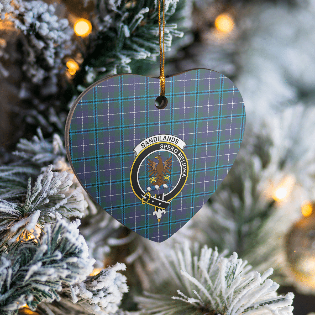 Clan Sandilands (Douglas) Tartan Crest Heart Ceramic Ornament NC84 Sandilands (Douglas) Tartan Tartan Christmas   