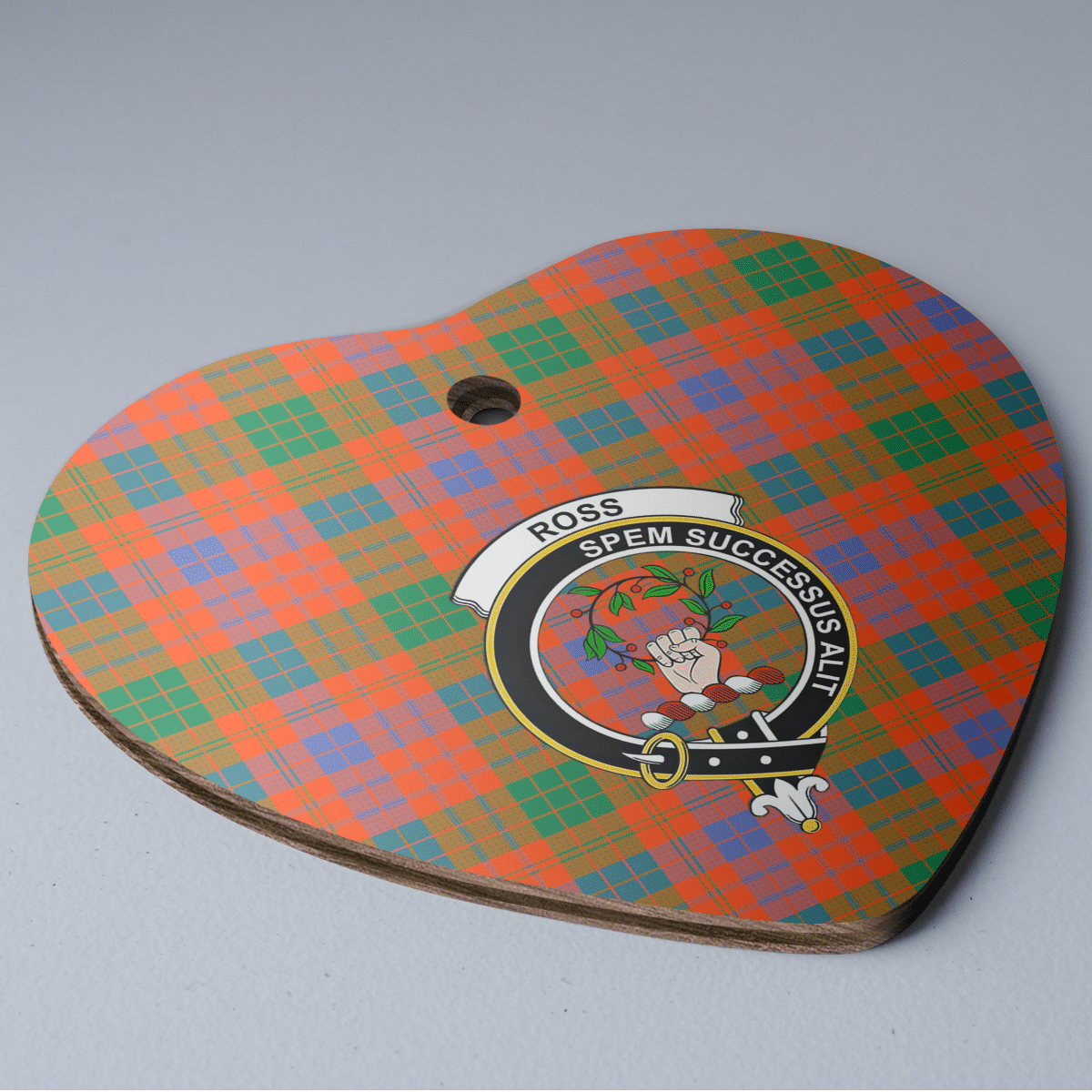 Clan Ross Ancient Tartan Crest Heart Ceramic Ornament EQ14 Ross Ancient Tartan Tartan Christmas   