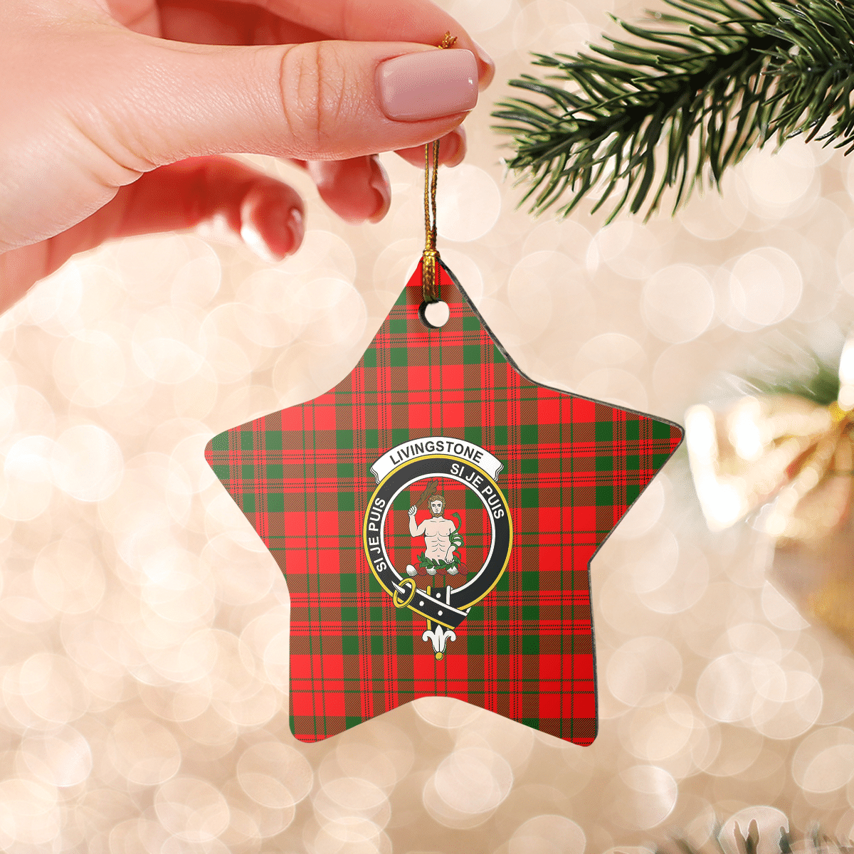 Clan Livingstone Modern Tartan Crest Star Ceramic Ornament ZG89 Livingstone Modern Tartan Tartan Christmas   