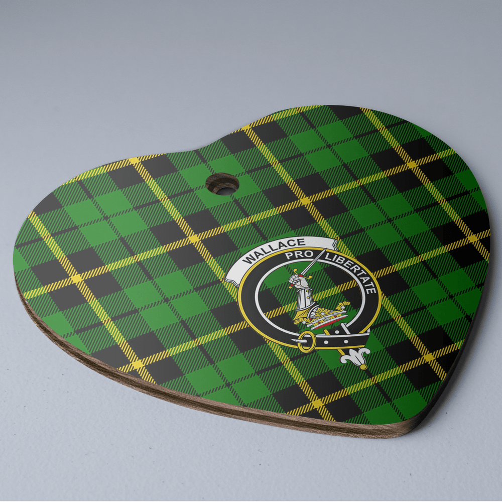Clan Wallace Hunting Green Tartan Crest Heart Ceramic Ornament WK42 Wallace Hunting Green Tartan Tartan Christmas   