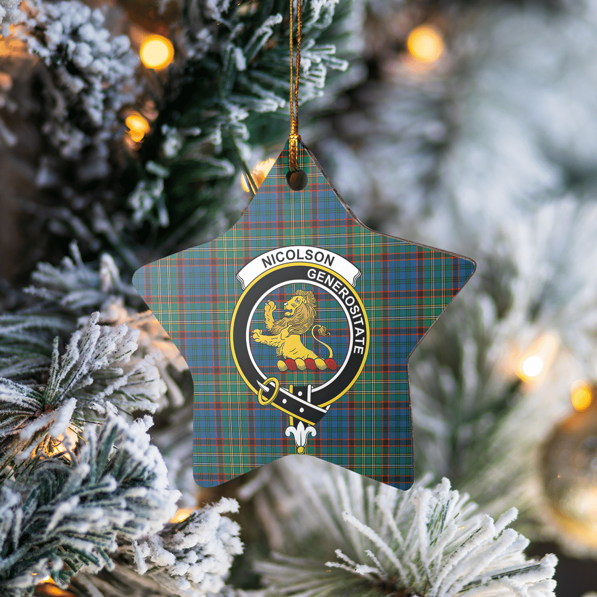Clan Nicolson Hunting Ancient Tartan Crest Star Ceramic Ornament UU86 Nicolson Hunting Ancient Tartan Tartan Christmas   