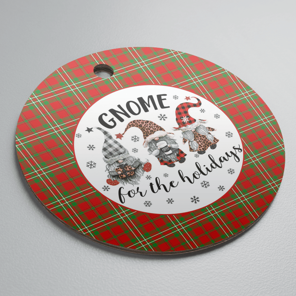 Clan Langlands Tartan Tartan Crest Gnome Round Ceramic Ornament MZ79 Langlands Tartan Tartan Christmas   
