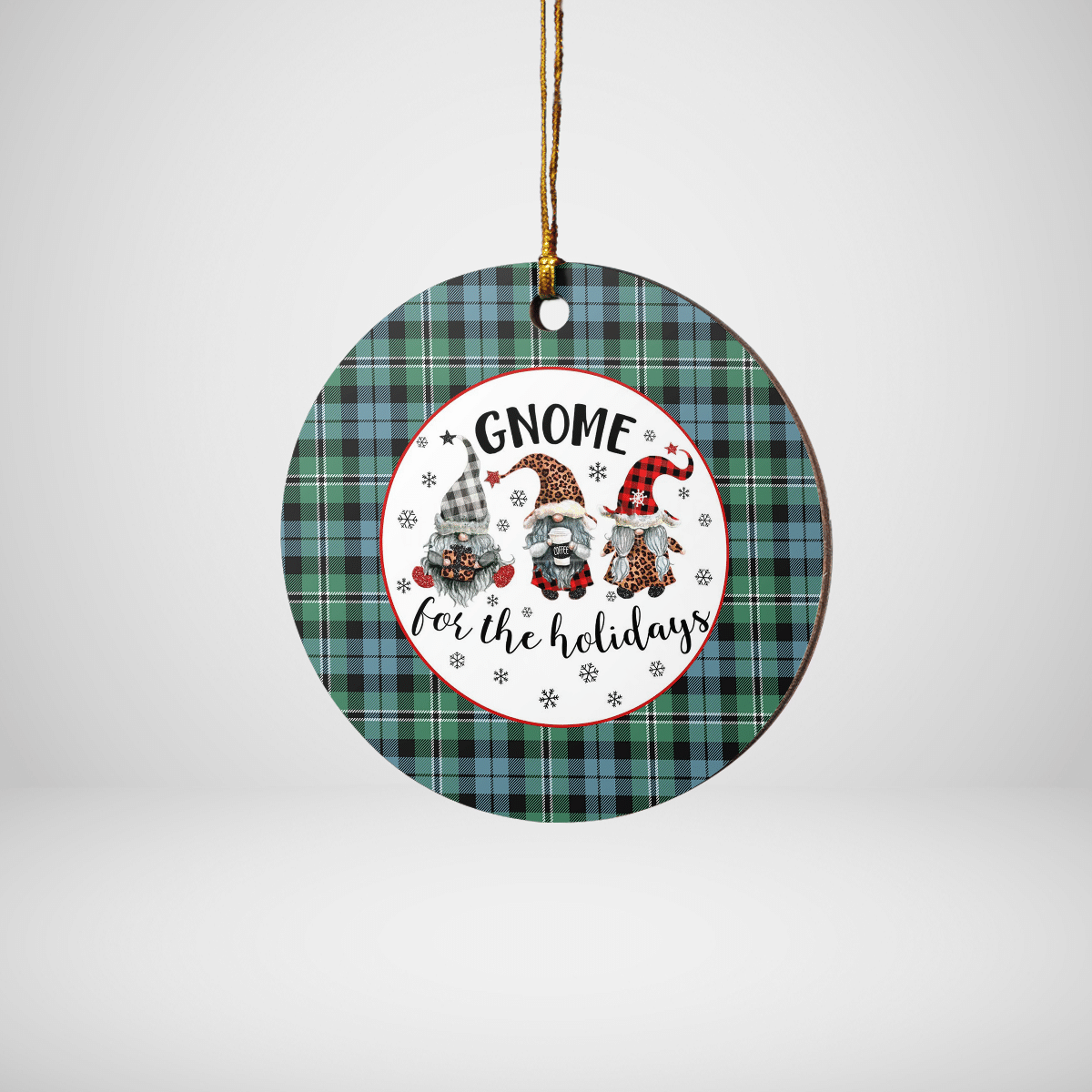 Clan Melville Tartan Tartan Crest Gnome Round Ceramic Ornament WZ75 Melville Tartan Tartan Christmas   