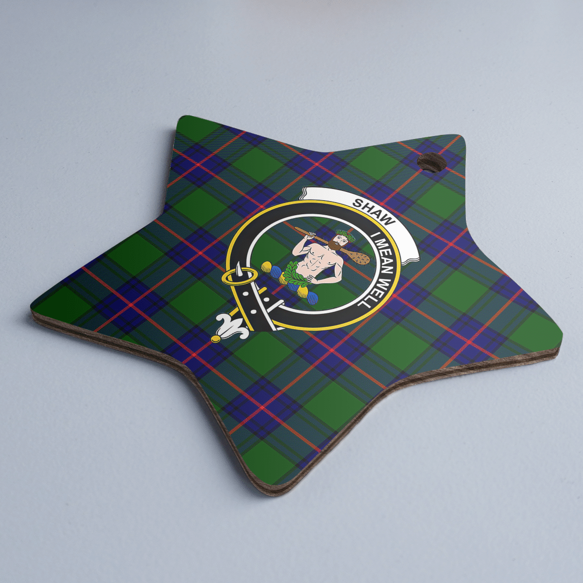 Clan Shaw Modern Tartan Crest Star Ceramic Ornament OE29 Shaw Modern Tartan Tartan Christmas   