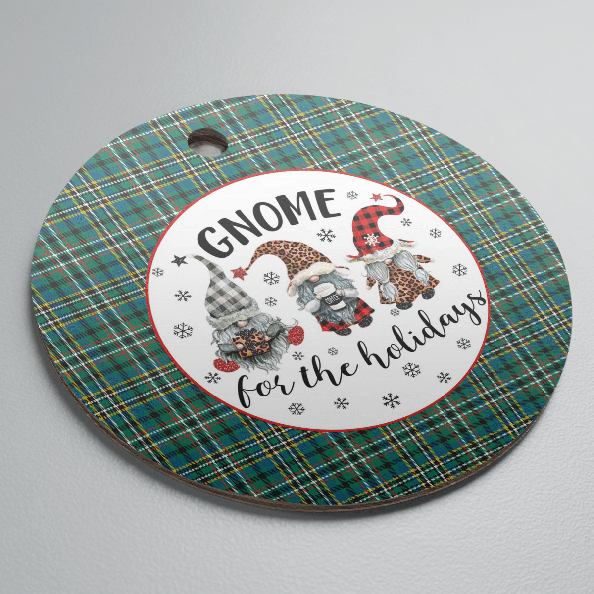 Clan Scott Green Ancient Tartan Tartan Crest Gnome Round Ceramic Ornament QC88 Scott Green Ancient Tartan Tartan Christmas   