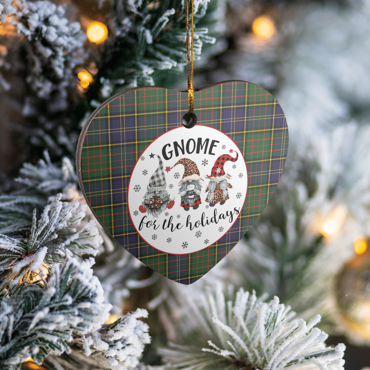 Clan MacMillan Hunting Modern Tartan Tartan Crest Gnome Heart Ceramic Ornament YW53 MacMillan Hunting Modern Tartan Tartan Christmas   