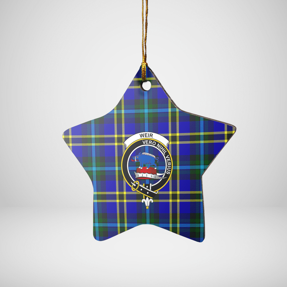 Clan Weir Modern Tartan Crest Star Ceramic Ornament OV31 Weir Modern Tartan Tartan Christmas   