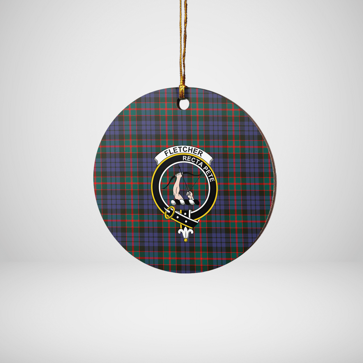 Clan Fletcher of Dunans Tartan Crest Round Ceramic Ornament OQ55 Fletcher of Dunans Tartan Tartan Christmas   