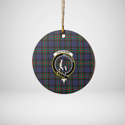 Clan Fletcher of Dunans Tartan Crest Round Ceramic Ornament