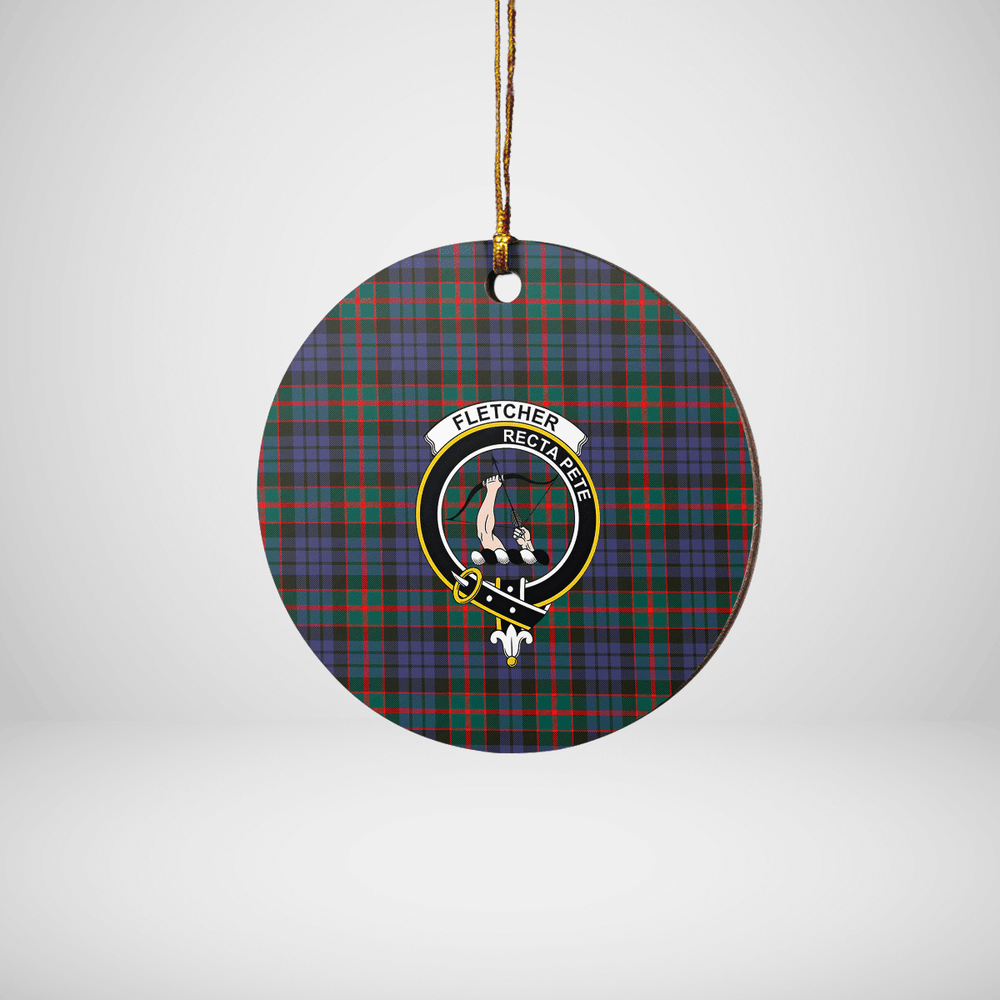 Clan Fletcher of Dunans Tartan Crest Round Ceramic Ornament OQ55 Fletcher of Dunans Tartan Tartan Christmas   