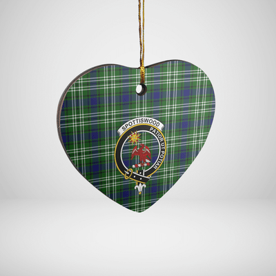 Clan Spottiswood (Tweedside) Tartan Crest Heart Ceramic Ornament JZ30