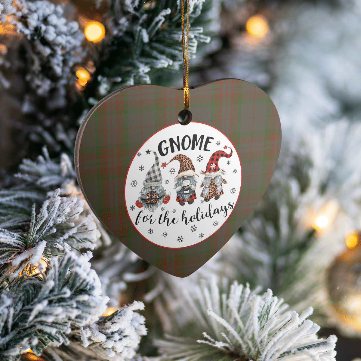 Clan Gray Tartan Tartan Crest Gnome Heart Ceramic Ornament KD34 Gray Tartan Tartan Christmas   