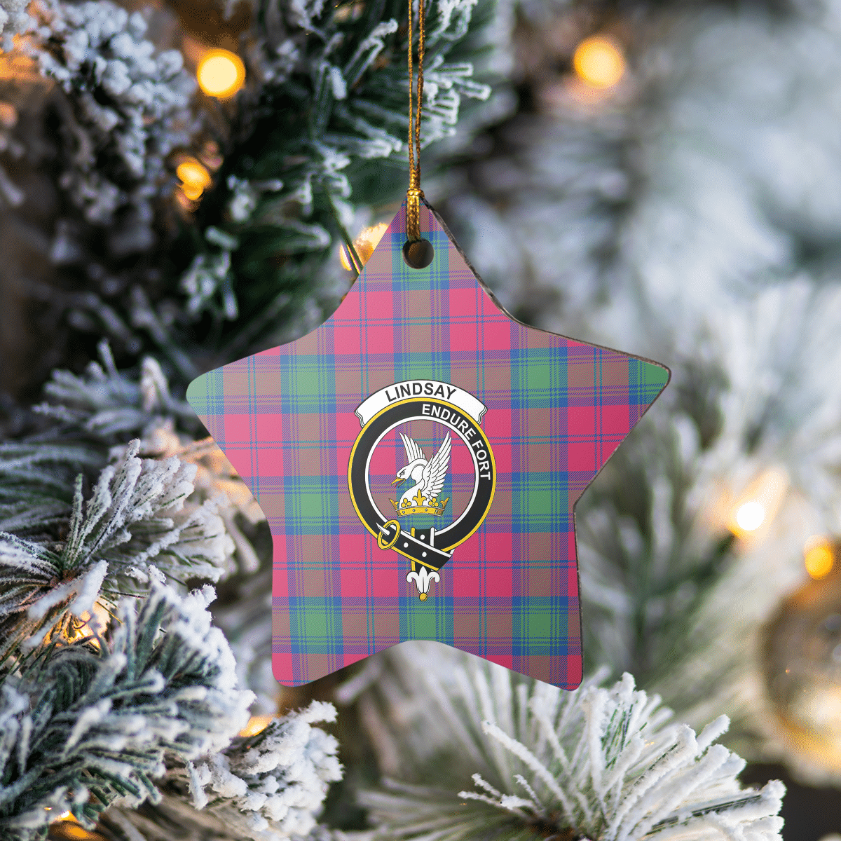 Clan Lindsay Ancient Tartan Crest Star Ceramic Ornament MX45 Lindsay Ancient Tartan Tartan Christmas   