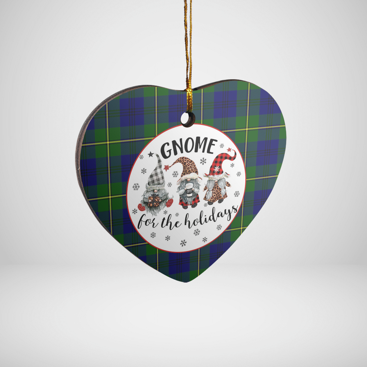 Clan Johnston Modern Tartan Tartan Crest Gnome Heart Ceramic Ornament MG15 Johnston Modern Tartan Tartan Christmas   